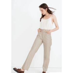 Madewell The Perfect Vintage Straight Jean Faux Leather Size 23 Beige High Rise